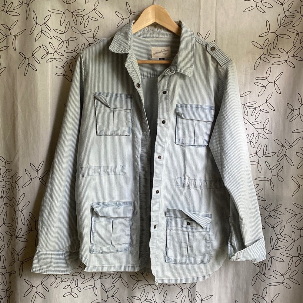 Universal Thread Pinstripe anorak utility jacket / khaki shacket